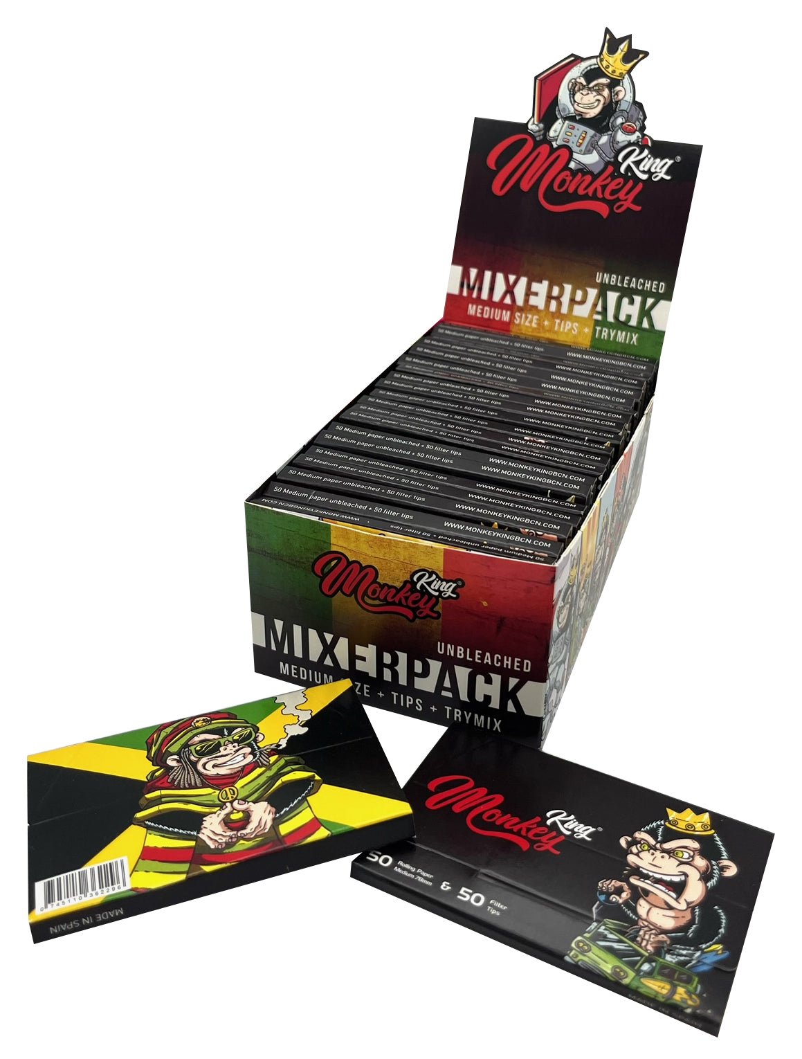 MONKEY KING 1 1/4 + TIPS TRYMIX UNBLEACHED | ROLLING PAPERS | REGO INTERNATIONAL | Canna Kingdom Online Store Buy Delivery