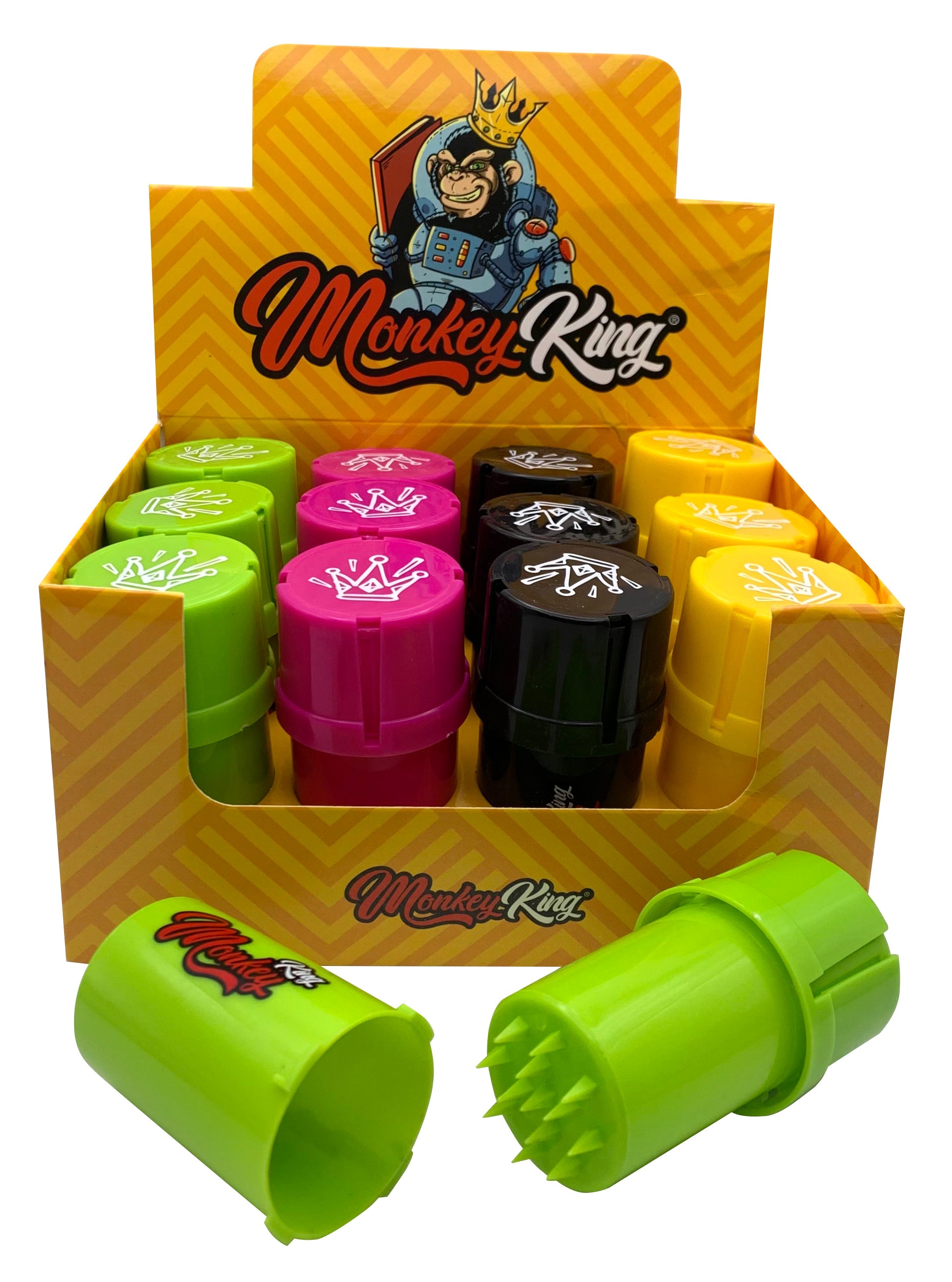 MONKEY KING PLASTIC GRINDER WITH STORAGE | FILTERS | REGO INTERNATIONAL | Canna Kingdom Online Store Buy Delivery
