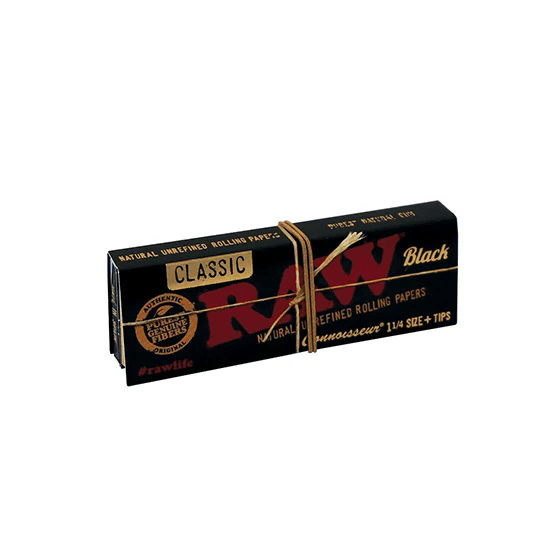 RAW BLACK CONNOISSEUR 1 1/4 + TIPS | ROLLING PAPERS | REGO INTERNATIONAL | Canna Kingdom Online Store Buy Delivery