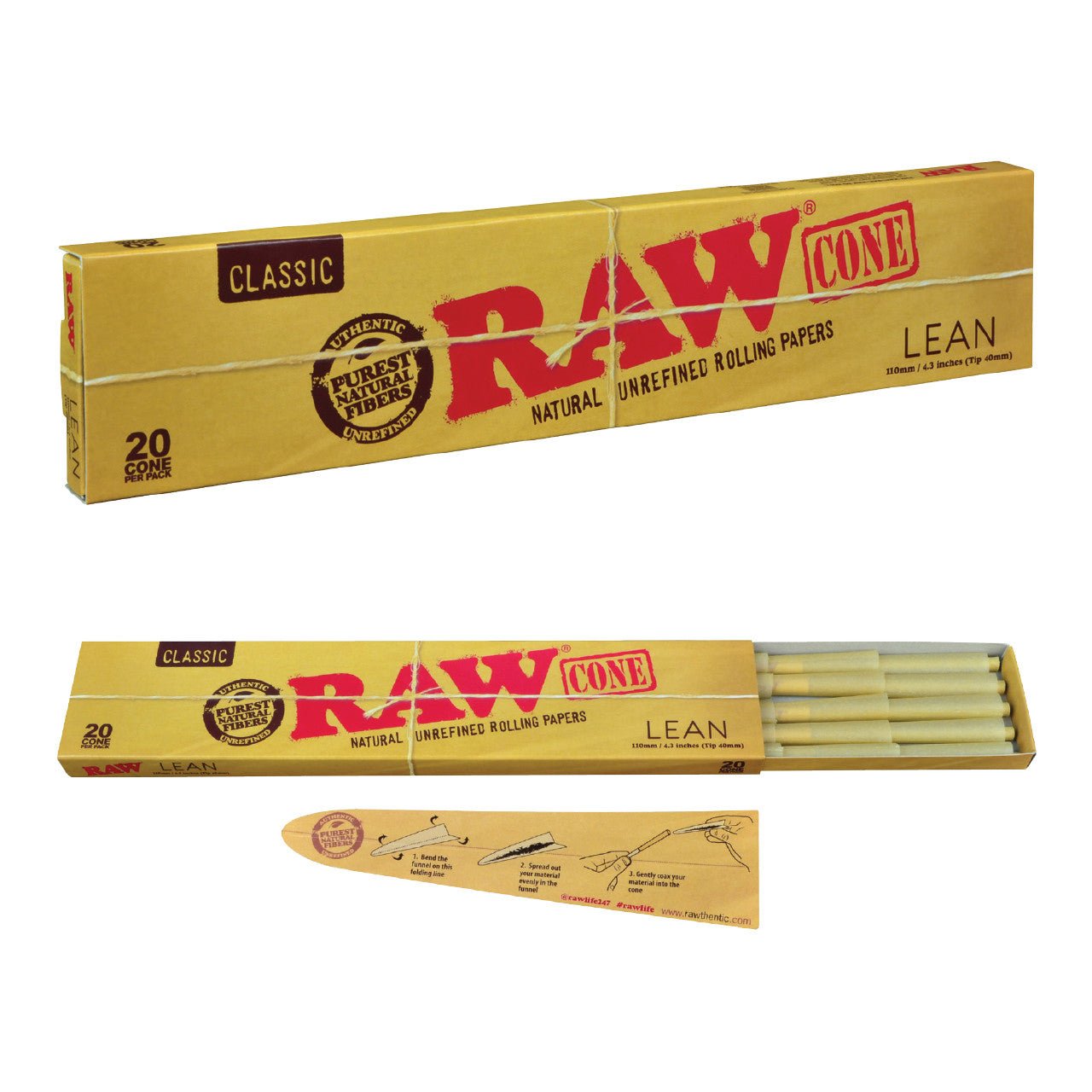 RAW CONE LEAN 20CT 109MM 40MM TIP | CONES | REGO INTERNATIONAL | Canna Kingdom Online Store Buy Delivery